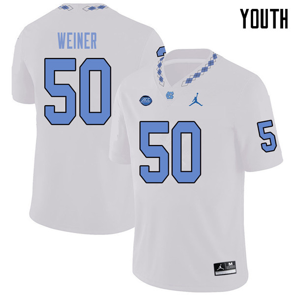 Jordan Brand Youth #50 Art Weiner North Carolina Tar Heels College Football Jerseys Sale-White